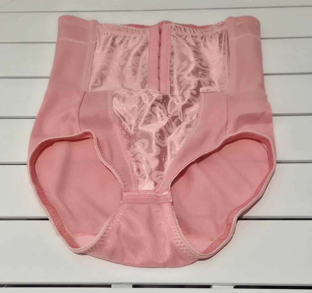 Cupid 5065 Nylon Spandex High Waist Shaping Brief Floral Satin Baby Pink M Rare